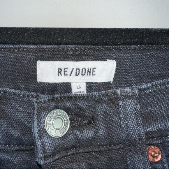 Re/Done 90s High Rise Ankle Crop Jeans in Jet Blue Black Size 26 - Picture 2 of 10